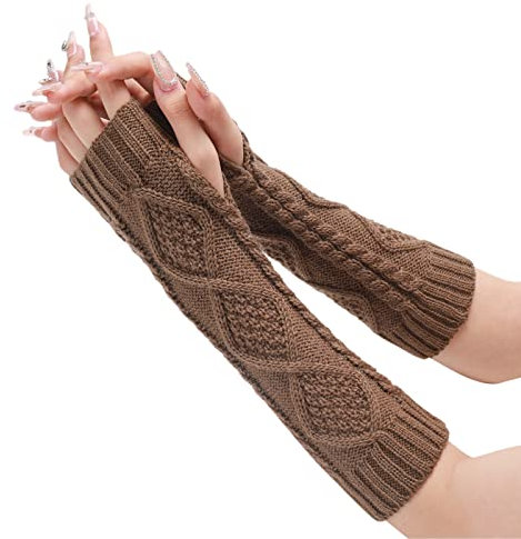HANXIULIN Handschuhe Fingerlose mit Fingerdaumenloch Fingerlose Armstulpen Fäustlinge mit Daumenloch Fingerhandschuhe Damen Pulswärmer Winter