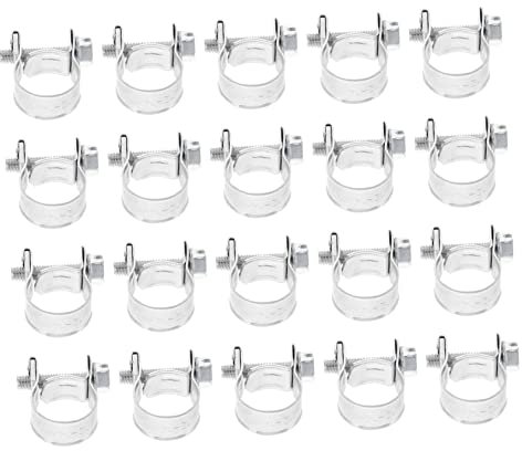 SUPVOX 20pcs Zinc Plated Iron Pipe Clamps Hose Clips Mini Fuel Injection Clamp for Hoses