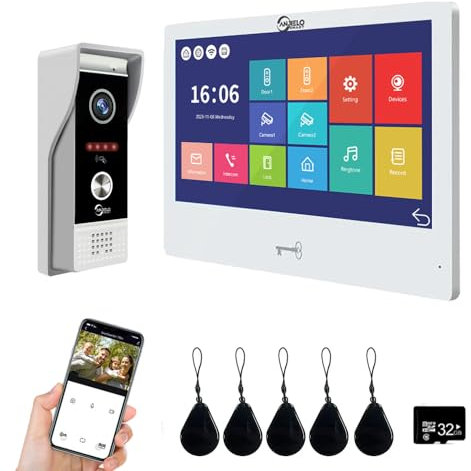 1080P Video Door Phone Apartment Doorbell Intercom System, 10-inch Wired Touchscreen, Supports Swipe Card Entry and Motion Detection, Wireless Tuya for Home Villa