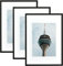 Atryinous Bilderrahmen A4 21x30cm Schwarz Holz Rahmen Mit Passepartouts for DIN A5 15x21cm Fotos zum Aufhängen/Stellen für Fotos/Plakate/Collagen Modern Photo 3er set