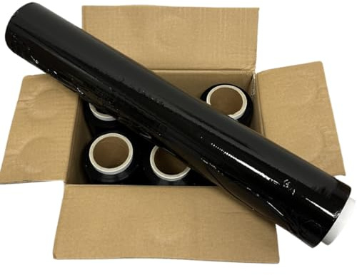 KURTT - Stretchfolie - Wickelfolie - Palettenfolie - 6 Stück - 23 Mikron - 50cm - einseitig selbstklebend und transparent - Packfolie - Stretchfolie schwarz - Palettenfolie - Schrumpffolie - Top