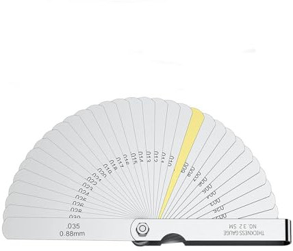 Feeler Gauges Stainless Steel,Stainless Steel Gauge 32 Blade Thickness Gauge Spark Plug Double Marker Gauge Imperial and Metric Measuring Tools Used to Measure Gap Width Thickness Measuring