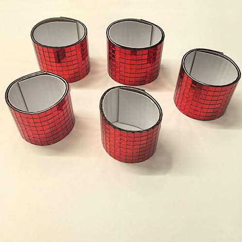 Lot de 2 400 carreaux de miroir autocollants en verre pour boule disco, chapeau de cowboy, vase, bouteille, décoration intérieure Rouge 5 x 5 mm