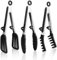 3 Pièces Pince Cuisine Inox Pince Cuisine Silicone Pince de Cuisine Inox Pince Barbecue Pince Alimentaire Cuisine Pince Spaghetti Pince a Pate Pince Silicone pour Barbecue Salade Griller Buffet, Noir