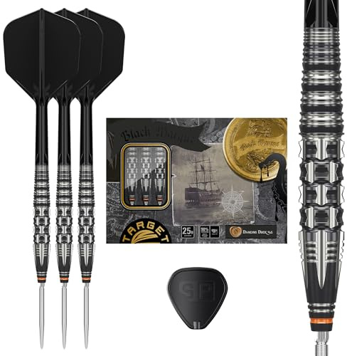 Target Japan Black Marque Max Dancing Duck G4 Steel Tip Darts with Kflex 25G | 90% Tungsten Darts Set, K-Flex Flights and Shafts No.6, Nano Swiss Point Tips, Yuya Higuchi Gen 4