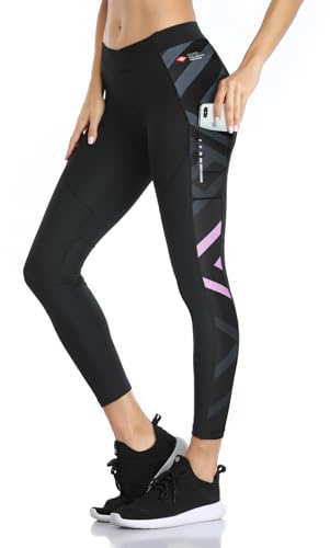 Santic Fahrradhose Damen Lang Gepolstert Radlerhose Radsport Leggings Tights Lange Hosen Sitzpolster Elastische Schnell Trocknend Atmungsaktive