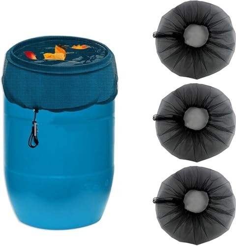 PBDEIOEOE Cubierta de Malla para Barril de Lluvia, Red de 60/80 cm for Cubos de recolección, Tapa Protectora de Tanque, Suministros de jardín, 3 Piezas(60cm)