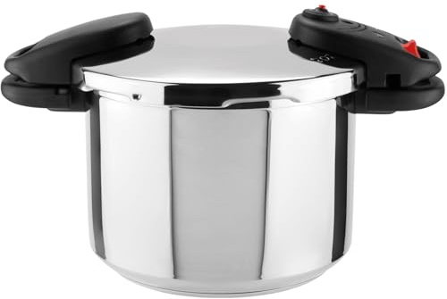 Magefesa Balance - Olla Express 6L, Acero Inoxidable 18/10, Bloqueo Automático, Todo Tipo de Fuegos, Induccion, Asas Termo Resistentes, Cocina Sana