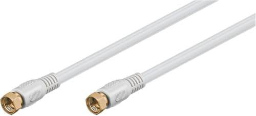 Goobay 67289 Sat Anschlusskabel, vergoldet, Antennenkabel, Koaxialkabel, F-Stecker auf F-Stecker,2-fach geschirmt, 1,5m, 80 dB, weiß