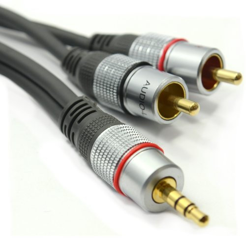 Ultra Pur HQ Jack vers 2 RCA Cinch câble Cordon HQ cuivre desoxygéné avec Ferrite 5 m [5 mètre/5m]