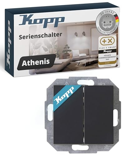 Kopp ATHENIS Serienschalter in Anthrazit - Hochwertiger Doppel-Lichtschalter mit 10AX Schaltvermögen - IP20 Schalter-Unterputz mit Wippe & Steckklemmen - Stilvoller Doppelschalter 250V~