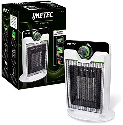 Imetec Eco Ceramic CFH1-100 Termoventilatore con Tecnologia Ceramica a Basso Consumo Energetico, Silenzioso, 3 Livelli di Temperatura, Termostato Ambiente