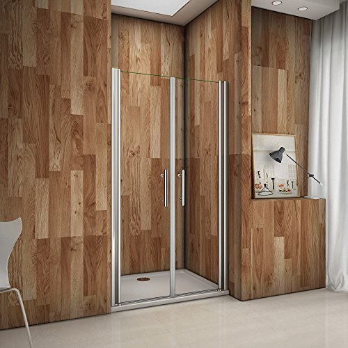 Porte de douche pivotante 75x195 cm verre anticalcaire installation en niche les vitres peuvent tourné à 180°