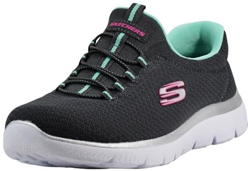 Skechers Women's Summits Sneaker, Grey Anthracite Green, 3 UK