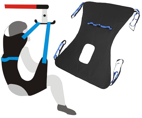 Patient Lift Sling for Hoyer Home Use Elderly Bedridden Patient Lift Assist Aid Medical Toileting Sling Devices Full Body Elevation Lifter for Adults Sit to Stand Positioning Transfer Belt (Large)