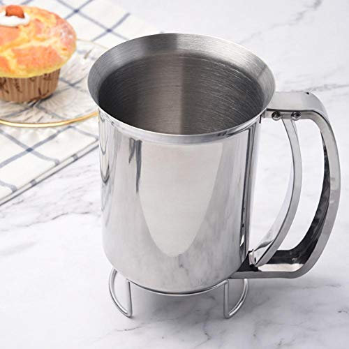 cineman Handsome - Dosatore per impasti per torte, waffle a mano, con coperchio, in acciaio inox, professionale, imbuto