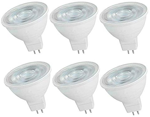 OUGEER 6 bombillas LED MR16 de 6 W AC 220-240 V GU5.3, equivalente a 60 W MR16, luz blanca fría, 6000 K, foco GU5,3, 600 lúmenes, no regulable