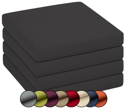 chilly pilley Stuhlkissen Gartenkissen Gartenstühle Stuhlauflage Stuhlpolster Sitzkissen Abnembar Bezug Mit Reißverschluss Auflage Set Garten Kissen (4er Set 45x45x5, Schwarz)