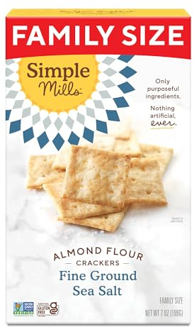 Simple Mills Almond Flour Crackers, Family Size, Fine Ground Sea Salt - Gluten Free, Vegan, Healthy Snacks, 7 Ounce (Pack of 1)