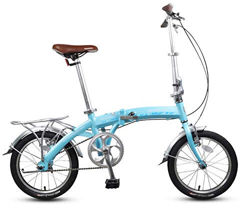 16 Zoll Faltrad Klapprad, Alu-Rahmen Fahrrad Klappfahrrad mit Ständer Gepäckträger und Schutzbleche für Herren, Damen, Mädchen, Jungen geeignet,Blue