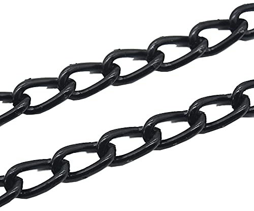 1,5m Panzerkette Schwarz Ø 2,0 mm aus Stahl – Gliederkette lackiert zum Basteln, Dekorieren & DIY Innenbereich