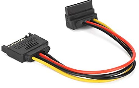 Heayzoki SATA-strömkabel, 90 graders SATA-kablar, hane till kvinnlig nätadapter för SDD HDD Optiska enheter, 10 stycken till 15 stift SATA-kablar.
