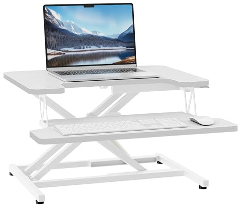 ERGOMAKER Schreibtischaufsatz Höhenverstellbar 55 x 40 cm für Dual-Monitor | Stehpult mit Tastaturablage für Homeoffice & Büro. Höhenverstellbar, 10 kg Tragkraft. Fördert gesundes Sitzen-Stehen.