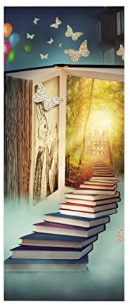 TüRfolie TüRtapete TüRposter Selbstklebend 3d Fototapete Klebefolie TüR Mit Motiv TüRaufkleber Kinderzimmer Gelbes Buch 77 X 200cm(30,31 X 78,7 Zoll)