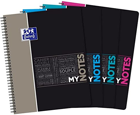 OXFORD Cahier Etudiants MyNotes A4+ Grands Carreaux Seyès 160 Pages Reliure Intégrale Couverture Carte Couleurs Aléatoires