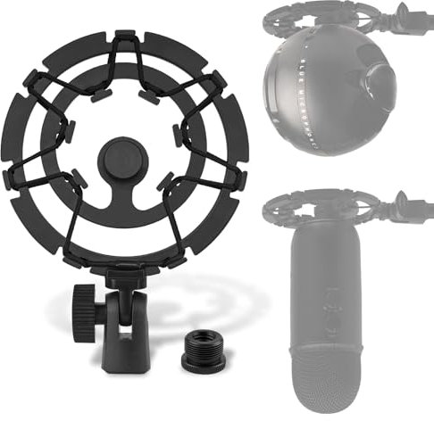 Geekria Support Antichoc pour Microphone Creators Compatible avec Blue Yeti, Yeti X, Yeti Pro, Yeticaster, Snowball Ice, Micro Anti-Vibration Adaptateur de Suspension Pince de Support de Micro (Noir)
