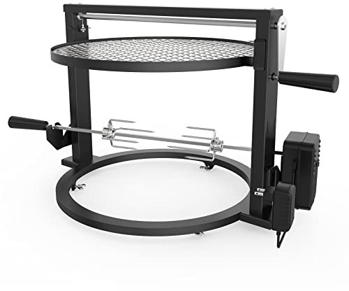 onlyfire Santa Maria Style Grill Rotisserie System Compatible for Solo Stove 19.5 inch Smokeless Firepit,With Motor,2 Rotisserie Meat Forks and Adjustable Cooking Grate