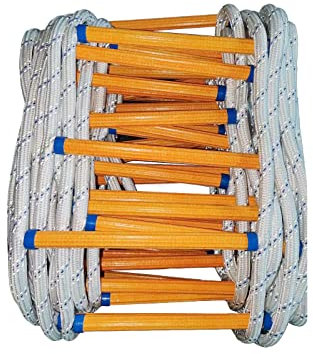 Seilleiter, 12 m, Notfall-Leiter, feuerbeständig, Sicherheitsseilleiter mit Haken, schnell einsatzbereit, robust und stark, tragbar und wiederverwendbar, 3 Etagen, Tragkraft bis zu 907 kg