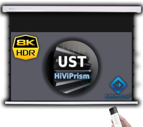 HiViLux® Tension CLR/ALR Motor Leinwand Dualspann System für UST-Beamer/Laser TV: HiViPrism Cinema HDR Hochkontrast/8K/4K/3D (127Zoll 16:9 Bild:280x158cm Weiss)