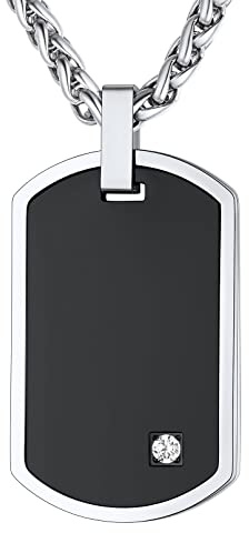 Supcare Piastrine Militari Collana Uomo, Argento Nero Collana Acciaio Inossidabile Targhetta Militare Medaglia, Idee Regalo Uomo Ragazzo Papà