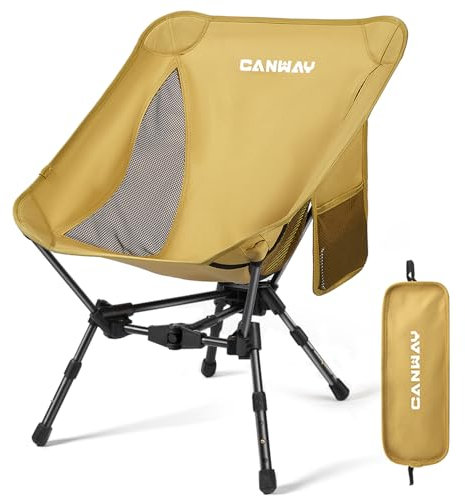 CANWAY Faltbarer Campingstuhl，Ultraleicht Tragbare Campingstuhl, Kleines Packmaß Stuhl mit Tragfähigkeit 180KG Tragkraft，klappstuhl,Strandstuhl (Khaki)