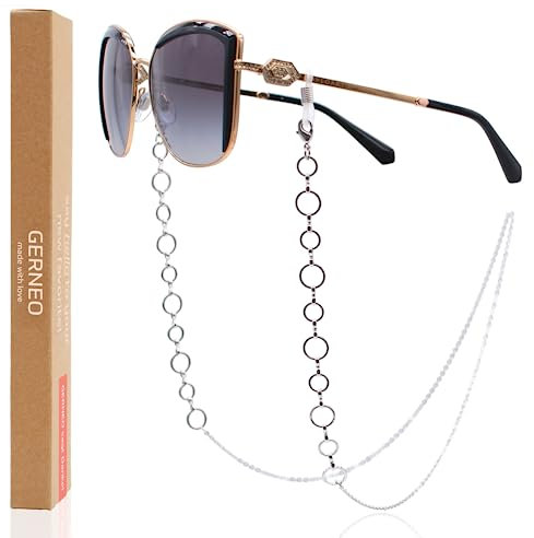 GERNEO® – Tokio – Premium Brillenkette & Brillenband in vielfältigen Farben aus 18 Karat Gold oder 925er Silber – mit kleinen Gliedern & Ringen (silber) – für Lesebrillen & Sonnenbrillen
