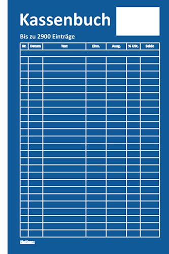 Kassenbuch mit Umsatzsteuer: Für Selbstständige, Händler und Vereine (für bis zu 2900 Einträge auf 120 Seiten, ca. DIN A5 Format): Cover Farbe: blau/weiß