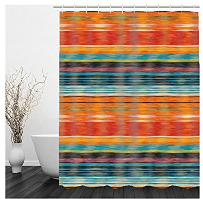 Whoiy Shower Curtain 180X180, Duschvorhang Eckbadewanne Polyester Duschvorhänge Planke Rot Orange für Outdoor Hotel