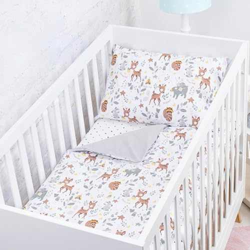 BABYSAFE Housse de Couette pour lit Bébé 120 x 90 cm, 100% Coton Biologique, draps certifiés Oeko-TEX, lit Simple, Parure de lit Enfant, Forêt