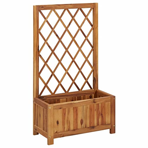 BaraSh Arriate de jardín con Enrejado Madera de Acacia macetero Madera Exterior Jardinera Madera Raised Bed jardineras Exterior Madera