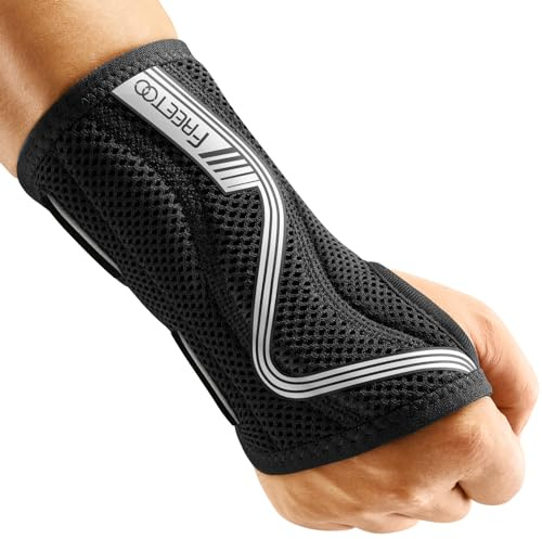 FREETOO Wrist Support S-shaped support for Arthritis, Adjustable Day Night Carpal Tunnel Wrist Splint for Men Women RSI, Sprain, Fracture Wrist Brace （Gray-Large-Right）