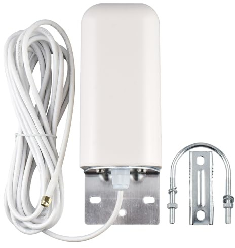 YOTENKO LTE High Gain 10dBi 4G 5G Outdoor Cellular Antenna - Omni-Directional with SMA Male Connector Cable (16.4FT/5M), Long Range Pole/Wall Mount Wide Band