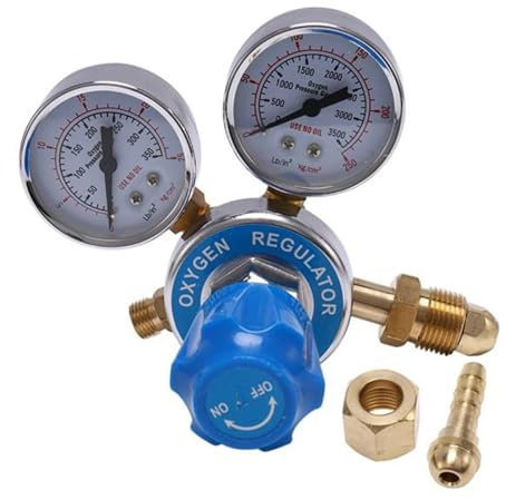 GSJNHY Sauerstoff-Gasflaschenregler, O2-Reduzierdruck-Inhalator, Doppelmessgerät, Sauerstofftank-Regler