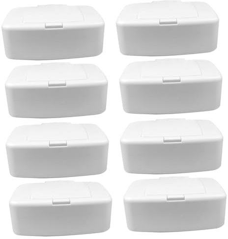 Amosfun 8 STK Aufbewahrungsbox Für Feuchttücher Schmücken Etui Für Feuchttücher Wischbehälter Nachfüllbar Entzückender Spender Für Tücher Weiß Einfach Pp Container