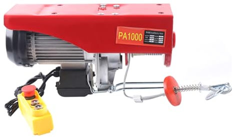 1000kg Elektrische Seilwinde Seilhebezug Motorwinde,Hubgeschwindigkeit Kettenzug Seilhebezug elektrische Gabelstapler Stahl Palettenhalter Hebel Garage Hebemaschine mit Fernbedienung 1600W