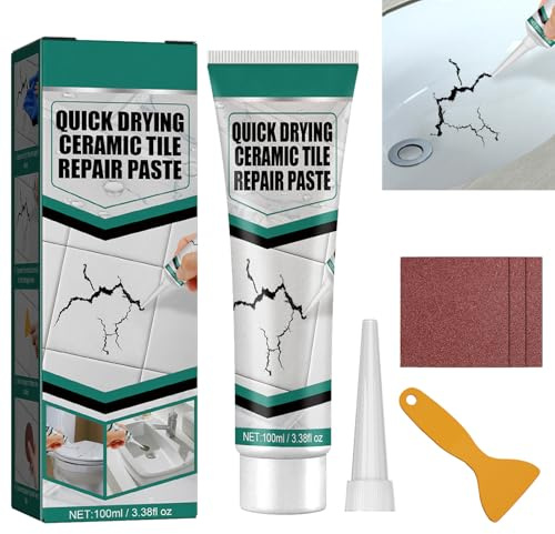 KOAHDE High Strength Small Hole Repair Paste,Ceramic Tile Small Hole Repair,Tile Repair Agent Glue,Porcelain Sink Repair Paste,Crack Hole Scratches Repair Paste,Tile and Shower Repair Kit,100ML,1PC
