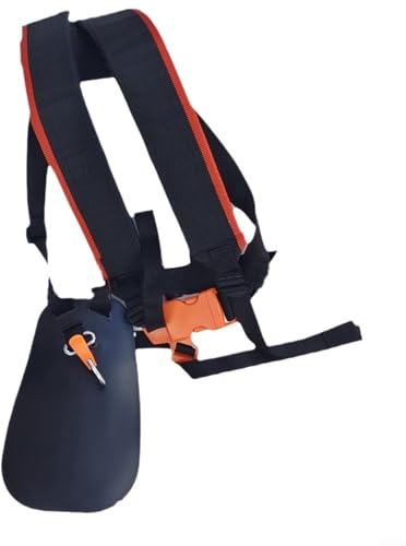 ZAMETTER Trimmergurt für Doppelschultergurt aus Nylon für Rasenmäher, gepolsterter Gurt, Schwarz und Orange, Gartenmaschinenzubehör
