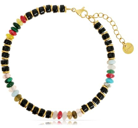 Made by Nami Armband Herren mit Türkisen und Dunkelgrünen Perlen Glücksarmband 17 + 5 cm Länge Geschenk für Ihn Freundschaftsarmbänder