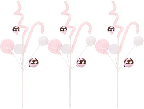 Sea Team 6er-Pack dekorative Weihnachtsbaumzweige, Kugelaufhängeräste, Baumspitzen, Vasenfüller, Stängel, Picks für Weihnachtsbaum, Kranz, Girlande, 16 Zoll.Rosa