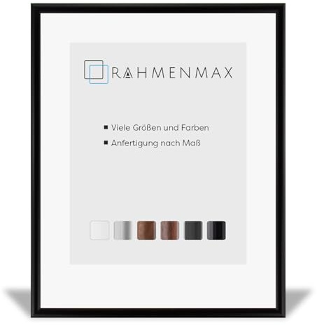 RahmenMax Kansas Kunststoff Bilderrahmen Posterrahmen 64x90 cm Schwarz matt 90x64 cm mit klarer Kunstglas Scheibe
